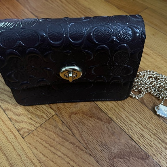 Coach Dark Brown Monogram Crossbody with Gold Turnlock - Picture 1 of 7